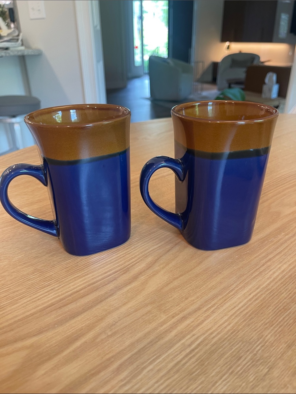 Royal Norfolk Two-Tone Blue and Brown Ceramic Mugs - Set of 2